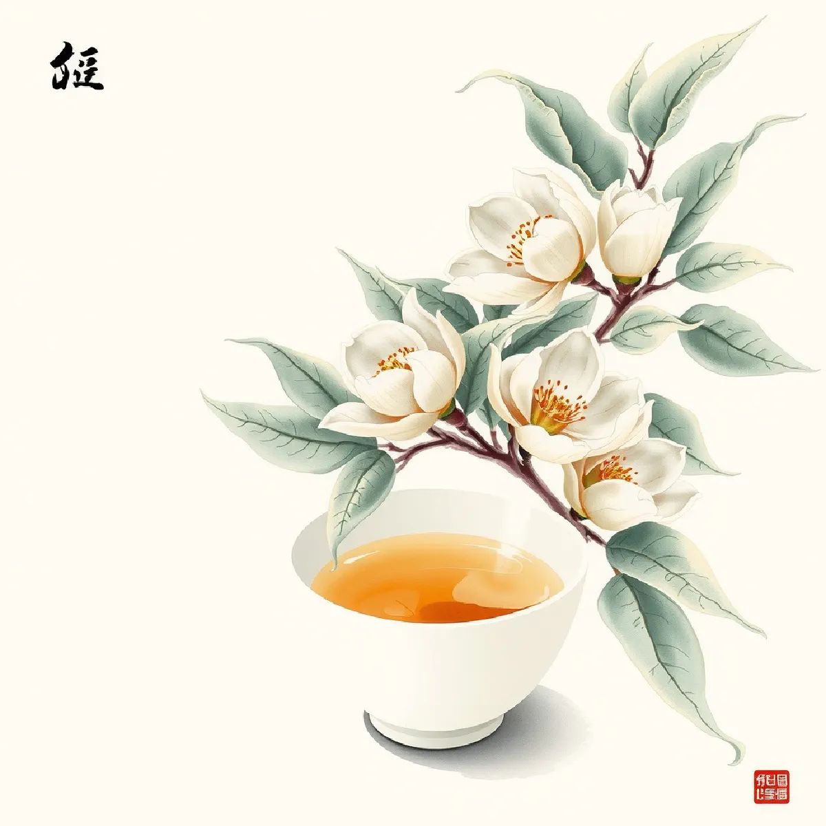 Bai Mudan (White Peony - 白牡丹) illustration